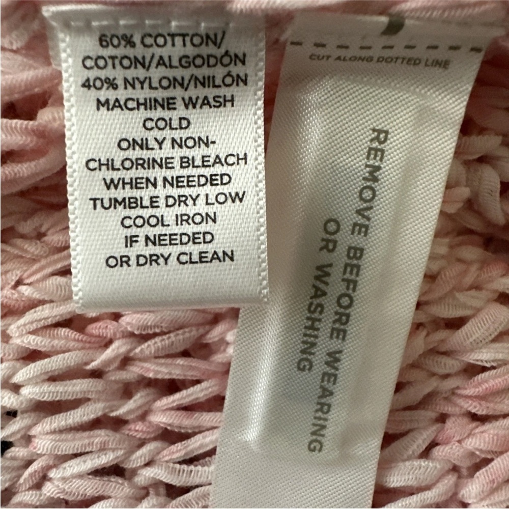 Lou & Grey For Women XL Sweater Dress Hi Low Sleeveless Pink Crochet Knit Beachy - Picture 13 of 14